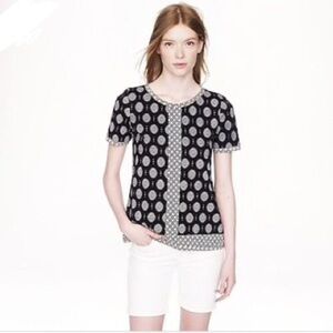 Navy and White print Cotton J. Crew Top